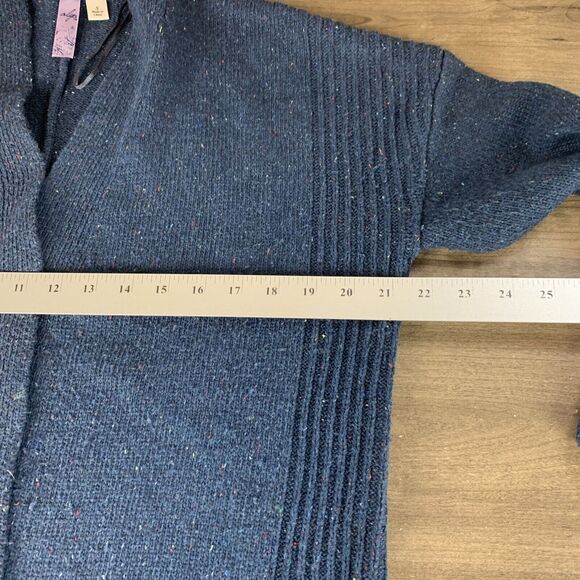 Alya Open Front Cardigan Sweater Women's Pockets Long Tunic Knit Size Small Blue - Picture 12 of 15